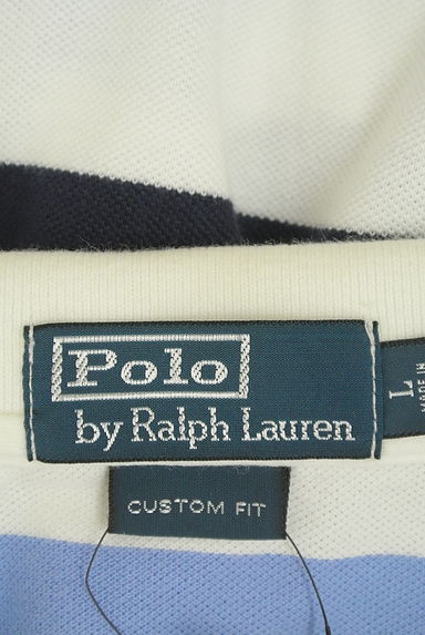POLO RALPH LAUREN（ポロラルフローレン）の古着「ブルーボーダー柄ポロシャツ（ポロシャツ）」大画像６へ