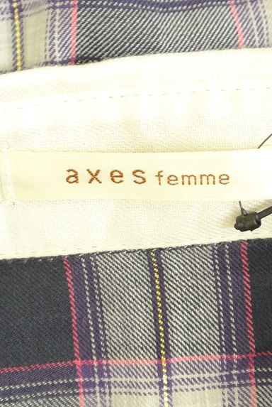 axes femme（アクシーズファム）の古着「ラメチェック柄膝丈パフ袖ワンピース（ワンピース・チュニック）」大画像６へ