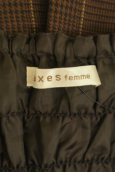 axes femme（アクシーズファム）の古着「チェック柄タックフレア膝上ワンピース（キャミワンピース）」大画像６へ