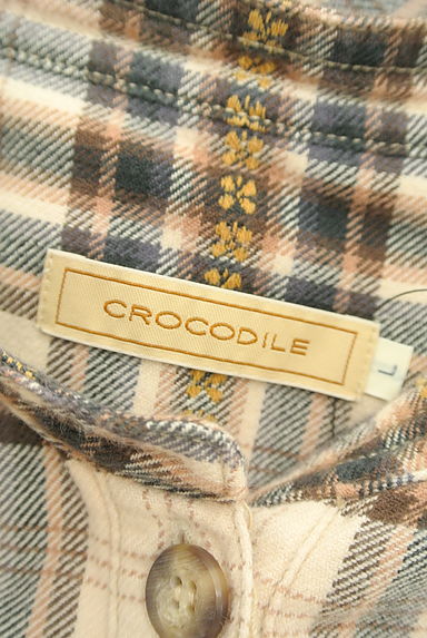 Crocodile（クロコダイル）の古着「バンドカラ―チェック柄フランネルカットソー（カットソー・プルオーバー）」大画像６へ
