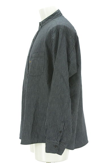 45R（４５アール）の古着「ストライプロゴ刺繍バンドカラ―シャツ（カジュアルシャツ）」大画像３へ