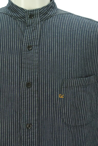 45R（４５アール）の古着「ストライプロゴ刺繍バンドカラ―シャツ（カジュアルシャツ）」大画像４へ