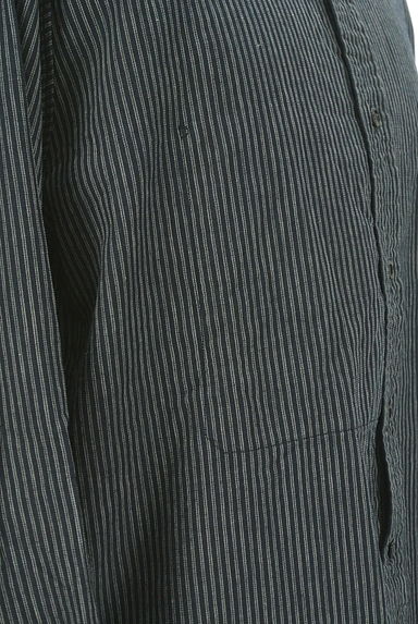45R（４５アール）の古着「ストライプロゴ刺繍バンドカラ―シャツ（カジュアルシャツ）」大画像５へ