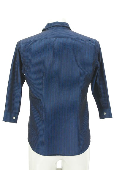 Custom Culture（カスタムカルチャー）の古着「７分袖シアーサッカー風ストライプシャツ（カジュアルシャツ）」大画像２へ