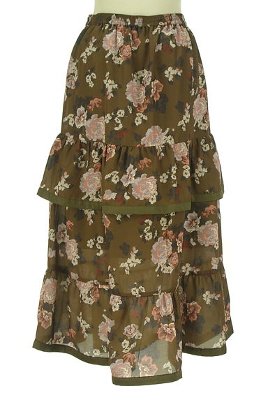 axes femme（アクシーズファム）の古着「花柄ティアードフリルロングスカート（ロングスカート・マキシスカート）」大画像２へ