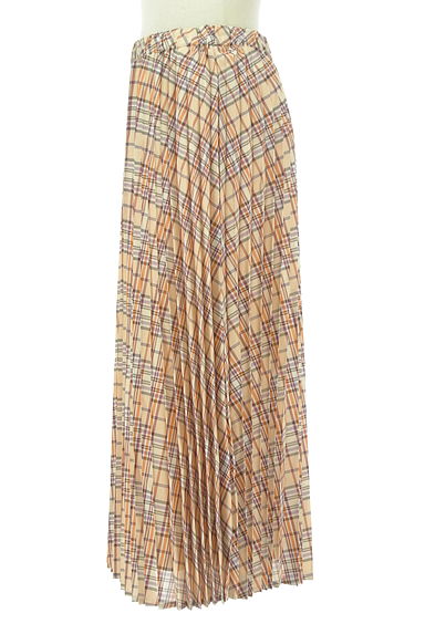 MAKELET LYON（メイクレットリヨン）の古着「ハリ感プリーツのチェック柄ロングスカート（ロングスカート・マキシスカート）」大画像３へ