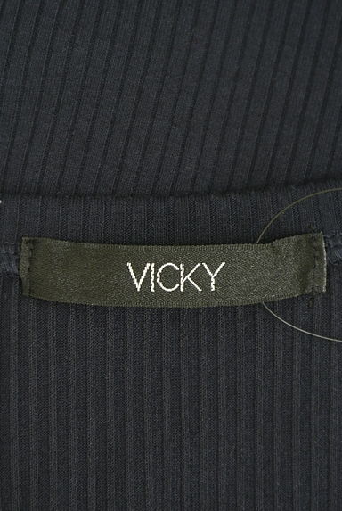 VICKY（ビッキー）の古着「フリンジ刺繍ロゴリブカットソー（カットソー・プルオーバー）」大画像６へ