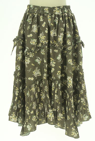 axes femme（アクシーズファム）の古着「膝下丈裾プリーツ花柄フェミニンスカート（ロングスカート・マキシスカート）」大画像１へ