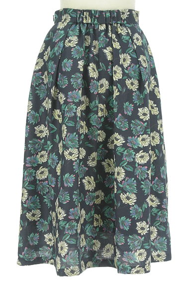UNITED ARROWS（ユナイテッドアローズ）の古着「レトロ花柄ミモレ丈タックフレアスカート（ロングスカート・マキシスカート）」大画像２へ