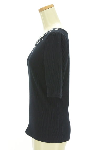Couture Brooch（クチュールブローチ）の古着「スカラップ花刺繍５分袖リブニット（ニット）」大画像３へ