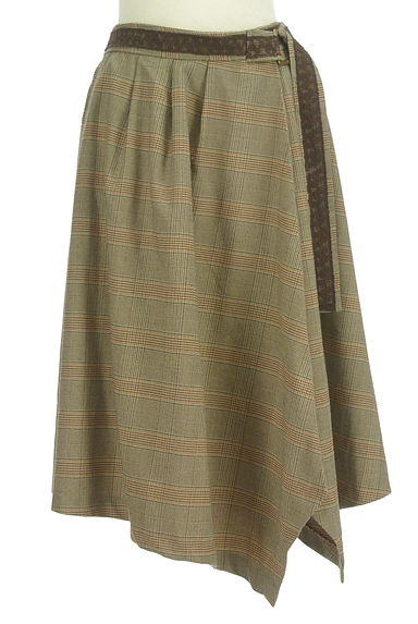 axes femme（アクシーズファム）の古着「チェック柄イレヘムラップ風スカート（ロングスカート・マキシスカート）」大画像１へ