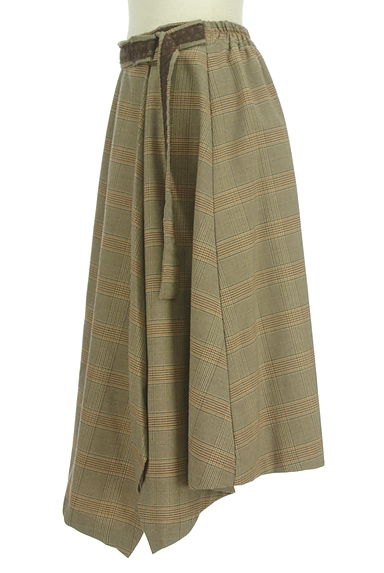 axes femme（アクシーズファム）の古着「チェック柄イレヘムラップ風スカート（ロングスカート・マキシスカート）」大画像３へ