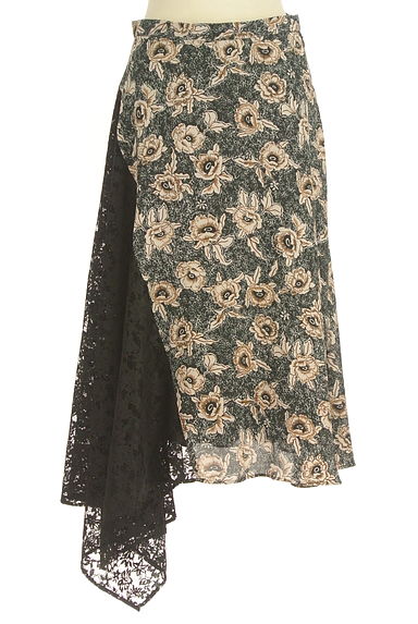 Lois CRAYON（ロイスクレヨン）の古着「アシメサイドレース花柄ミモレスカート（ロングスカート・マキシスカート）」大画像１へ