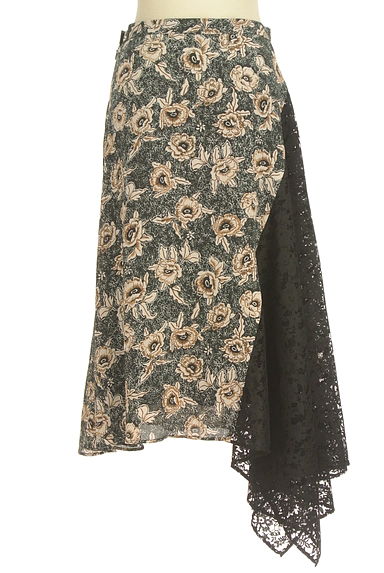Lois CRAYON（ロイスクレヨン）の古着「アシメサイドレース花柄ミモレスカート（ロングスカート・マキシスカート）」大画像２へ