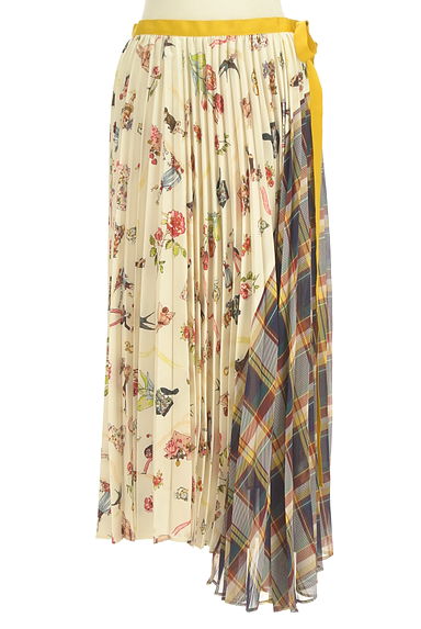Lois CRAYON（ロイスクレヨン）の古着「アシメプリーツプリントロングスカート（ロングスカート・マキシスカート）」大画像１へ