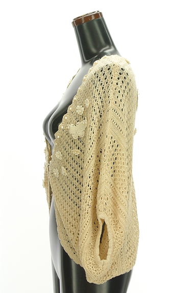 axes femme（アクシーズファム）の古着「刺繍花付き透かし編み七分袖カーディガン（カーディガン・ボレロ）」大画像３へ