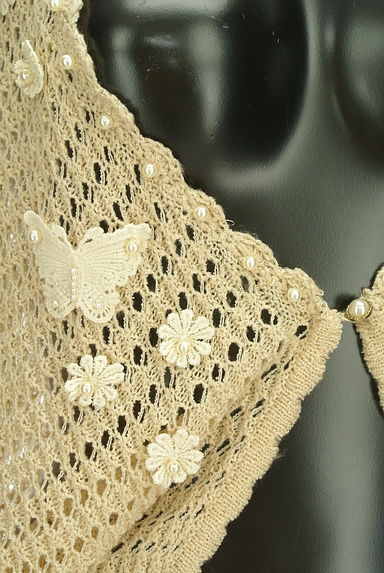 axes femme（アクシーズファム）の古着「刺繍花付き透かし編み七分袖カーディガン（カーディガン・ボレロ）」大画像４へ