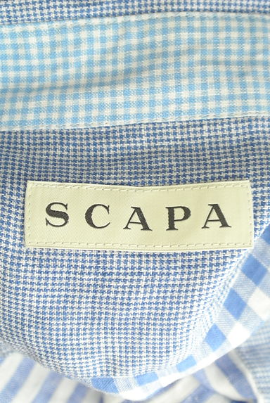 SCAPA（スキャパ）の古着「パッチワーク切替ギンガム麻シャツ（カジュアルシャツ）」大画像６へ