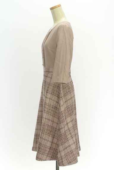 LAISSE PASSE（レッセパッセ）の古着「ウールチェック切替ミモレワンピース（ワンピース・チュニック）」大画像３へ