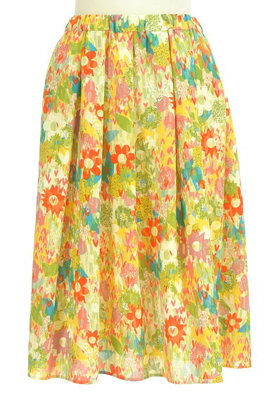 Jocomomola（ホコモモラ）の古着「カラフルレトロ花柄ひざ丈スカート（ロングスカート・マキシスカート）」大画像１へ