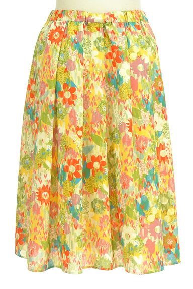 Jocomomola（ホコモモラ）の古着「カラフルレトロ花柄ひざ丈スカート（ロングスカート・マキシスカート）」大画像２へ