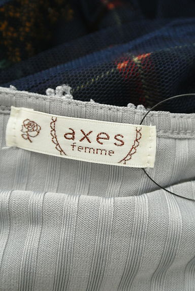axes femme（アクシーズファム）の古着「リブ切替七分袖花柄チュールミモレワンピース（ワンピース・チュニック）」大画像６へ