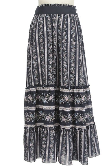axes femme（アクシーズファム）の古着「ベルト付き花柄ロングシフォンスカート（ロングスカート・マキシスカート）」大画像２へ