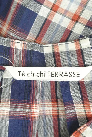 Te chichi（テチチ）の古着「チェック柄ワイド袖スキッパーブラウス（ブラウス）」大画像６へ