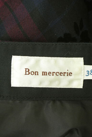 Bon mercerie（ボンメルスリー）の古着「膝下丈フロッキー花柄チェックスカート（スカート）」大画像６へ