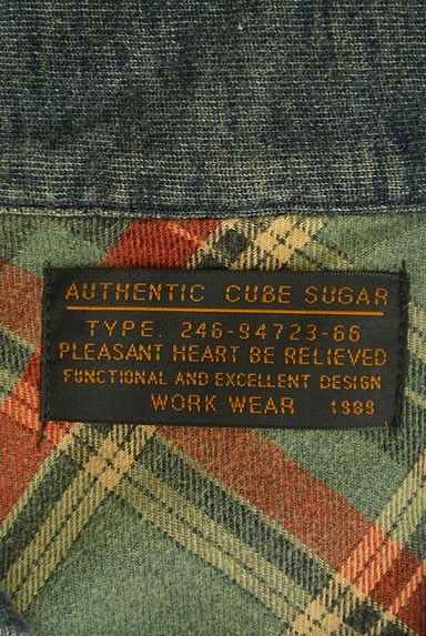 CUBE SUGAR（キューブシュガー）の古着「ロゴ刺繍スウェットシャツ（カジュアルシャツ）」大画像６へ