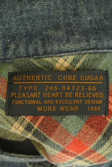 CUBE SUGAR（キューブシュガー）の古着「ロゴ刺繍スウェットカーディガン（カジュアルシャツ）」大画像６へ