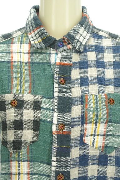 CUBE SUGAR（キューブシュガー）の古着「コットンチェック柄ロングシャツ（カジュアルシャツ）」大画像４へ