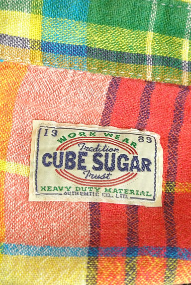 CUBE SUGAR（キューブシュガー）の古着「切替チェック柄リネン混シャツ（カジュアルシャツ）」大画像６へ