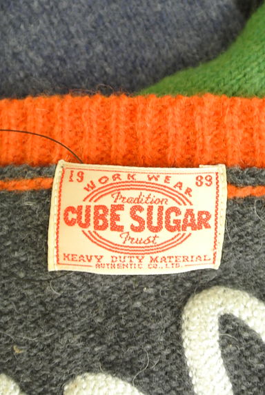 CUBE SUGAR（キューブシュガー）の古着「ロゴ刺繍配色ニット（セーター）」大画像６へ