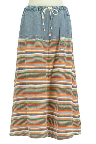 CUBE SUGAR（キューブシュガー）の古着「マルチボーダーロングスカート（ロングスカート・マキシスカート）」大画像１へ