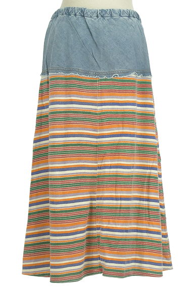 CUBE SUGAR（キューブシュガー）の古着「マルチボーダーロングスカート（ロングスカート・マキシスカート）」大画像２へ
