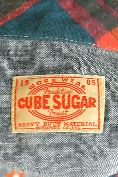 CUBE SUGAR（キューブシュガー）の古着「花刺繍チェック柄シャツ（カジュアルシャツ）」大画像６へ