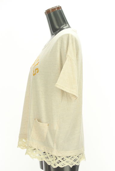 CUBE SUGAR（キューブシュガー）の古着「裾レースプリント杢カットソー（カットソー・プルオーバー）」大画像３へ
