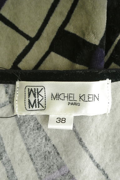 MK MICHEL KLEIN（エムケーミッシェルクラン）の古着「裾プリーツ５分袖総柄ベロアワンピース（ワンピース・チュニック）」大画像６へ
