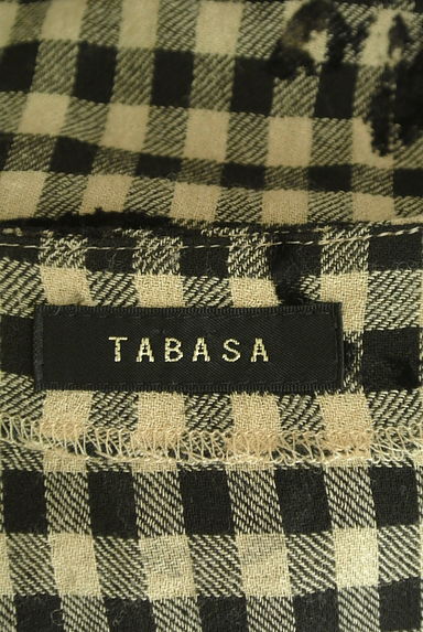 TABASA（タバサ）の古着「ギンガムチェック×フロッキープリントロングワンピ（ワンピース・チュニック）」大画像６へ