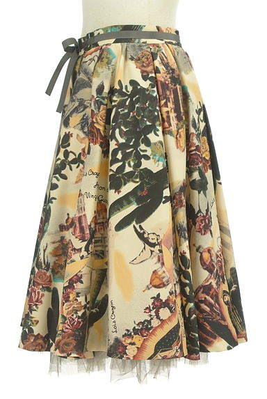 Lois CRAYON（ロイスクレヨン）の古着「裾チュール西洋アンティークプリント膝丈スカート（スカート）」大画像３へ