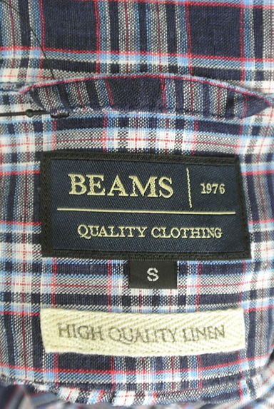 BEAMS Men's（ビームス　メンズ）の古着「チェック柄７分袖リネンシャツ（カジュアルシャツ）」大画像６へ