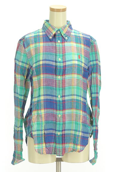 Ralph Lauren（ラルフローレン）の古着「ワンポイントチェック柄リネンシャツ（カジュアルシャツ）」大画像１へ