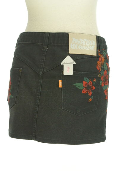 mash mania（マッシュマニア）の古着「花柄ブラックデニムミニスカート（ミニスカート）」大画像４へ