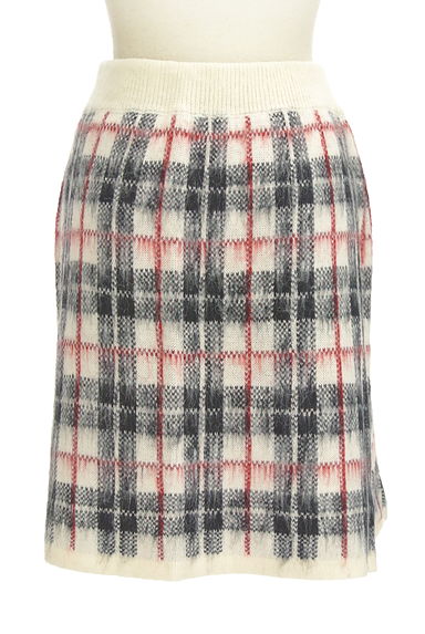 Couture Brooch（クチュールブローチ）の古着「チェック柄シャギーニットミニスカート（スカート）」大画像２へ