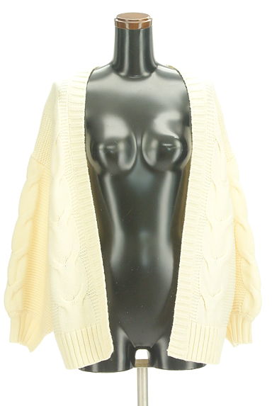 Melan Cleuge（メランクルージュ）の古着「ボリューム袖ケーブルニットカーディガン（カーディガン・ボレロ）」大画像１へ