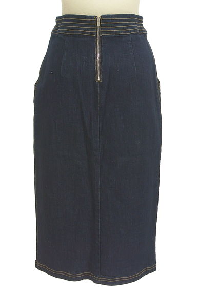 REDYAZEL（レディアゼル）の古着「フラワー刺繍ミモレタイトデニムスカート（ロングスカート・マキシスカート）」大画像２へ