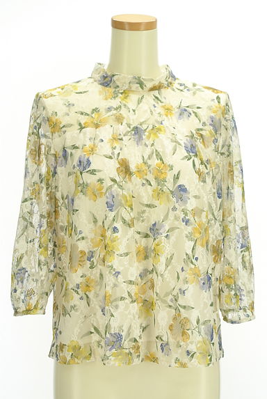 JILL by JILLSTUART（ジルバイジルスチュアート）の古着「七分袖花柄チュールカットソー（カットソー・プルオーバー）」大画像１へ