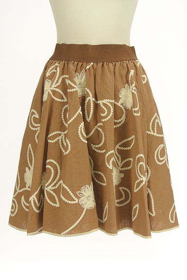 Lois CRAYON（ロイスクレヨン）の古着「花刺繍膝上フレアスカート（スカート）」大画像１へ