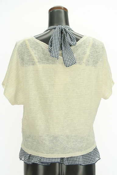 axes femme（アクシーズファム）の古着「花刺繍レースニット＋ギンガムチェックキャミ（カットソー・プルオーバー）」大画像２へ